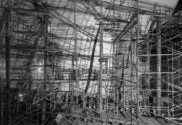"Port Side Scaffolding near Stern"