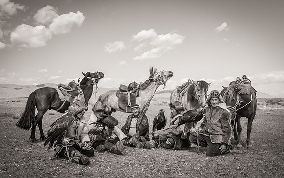 "Eagle Hunters with their Horses, Mongolia"