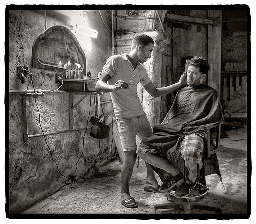 "Barbershop at Night, Havana, Cuba"