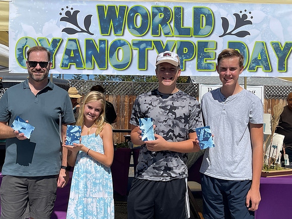 World Cyanotype Day family and their one of a kind Cyanotype