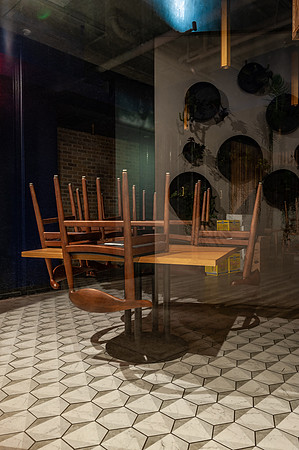 Lamia Khorshid "Empty Chairs at Empty Tables, FortOak"