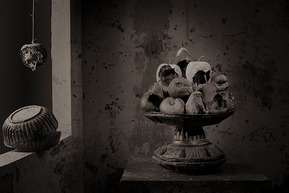 "Still Life with Melon, Apples, Pears and Peaches (for Cotan), 2022"